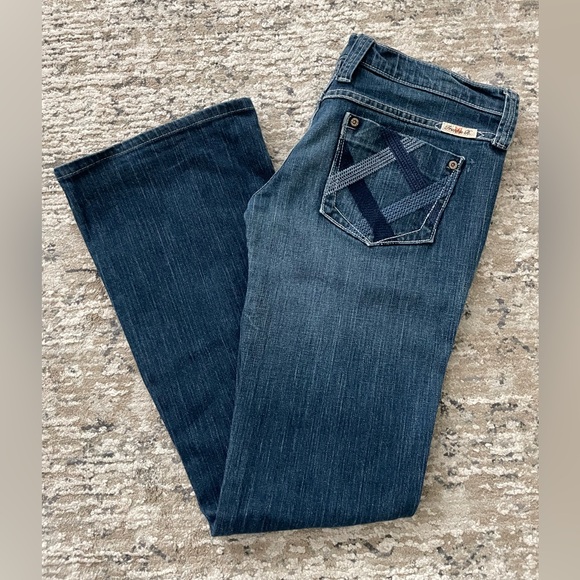 Frankie B. Denim - VTG Frankie B Low Rise Flared Jeans Size 8 Made in USA Western Boho